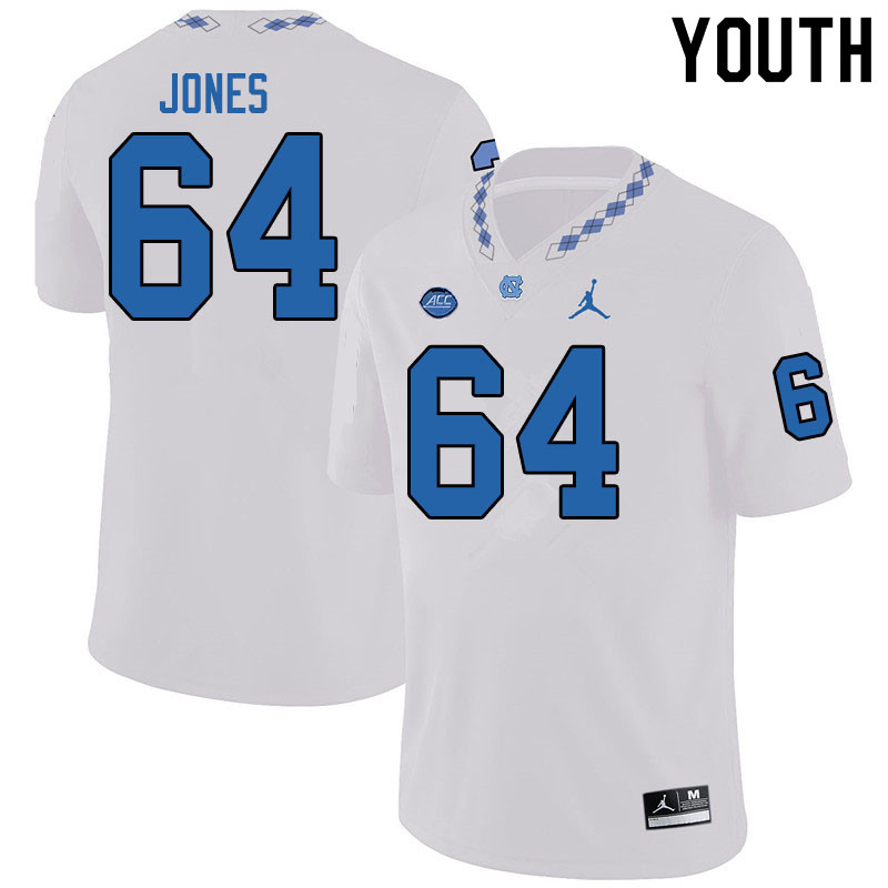 Jordan Brand Youth #64 Avery Jones North Carolina Tar Heels College Football Jerseys Sale-White
